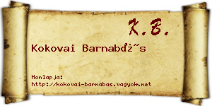 Kokovai Barnabás névjegykártya